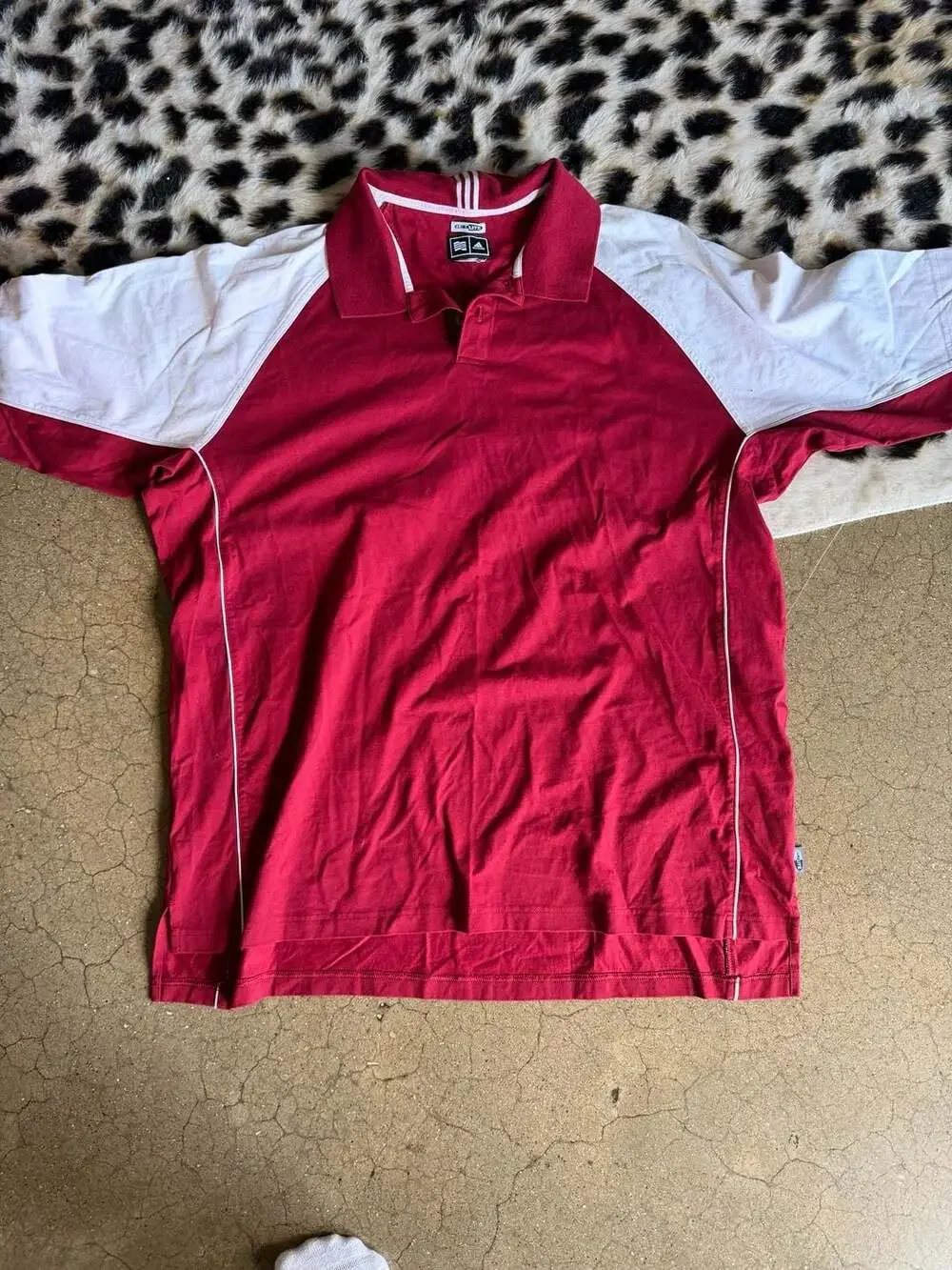 Adidas Climalite Vintage Red and White Short Sleeve Raglan Polo Shirt